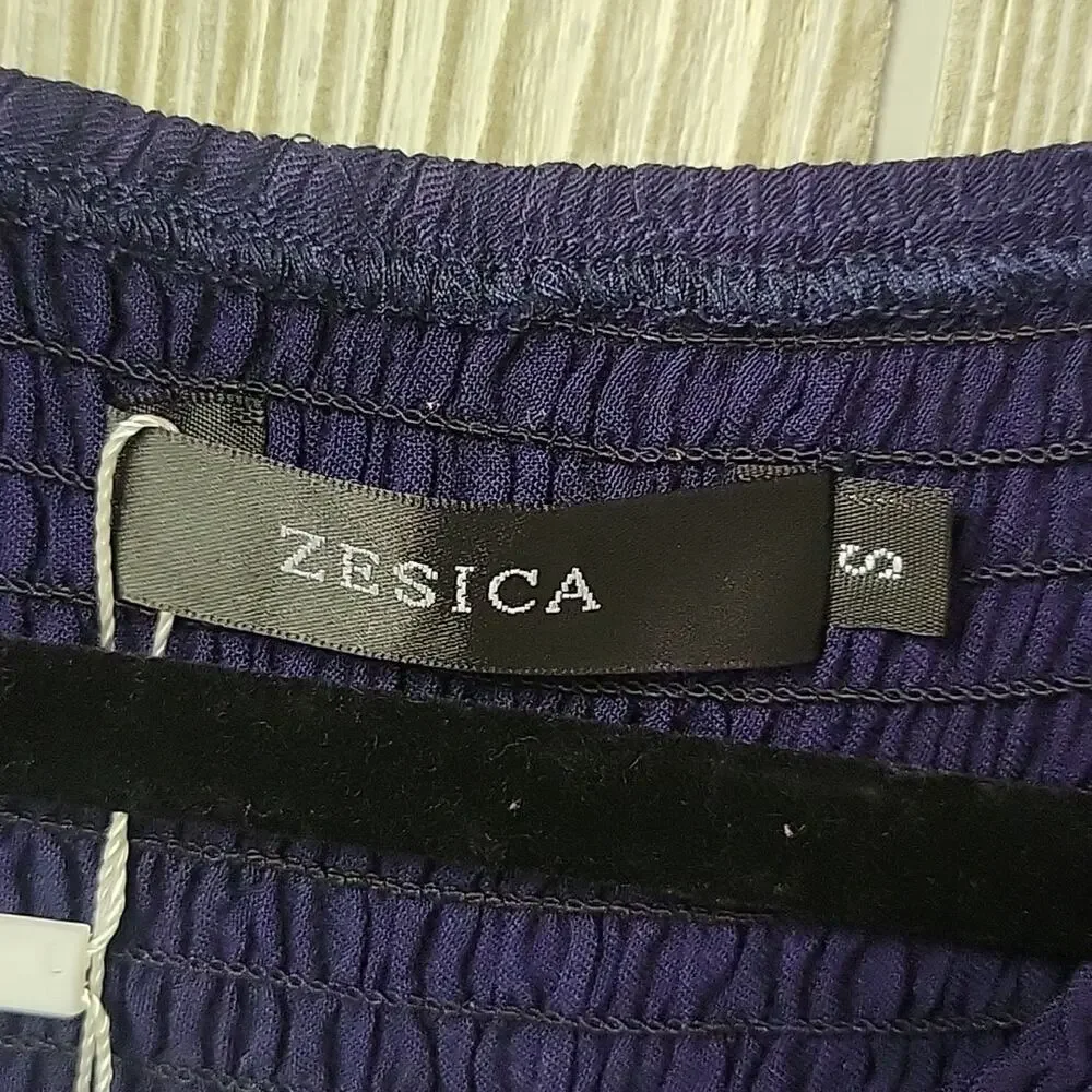 Zesica Navy Blue Long Sleeve Ruched Bodice Dress Womens Size Small NWT - Picture 4 of 12